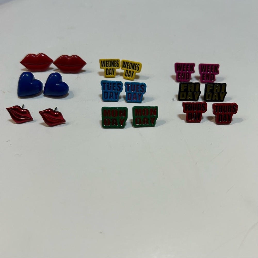 Fun, Quirky Earrings - 9 Pairs